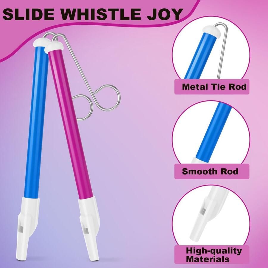 Set van 2 Schuiffluit Muziekinstrumenten Blauw & Paars Swanee Fluit Geluidsspeelgoed voor Kinderen en Volwassenen Treinfluit Effect voor Muziekspel