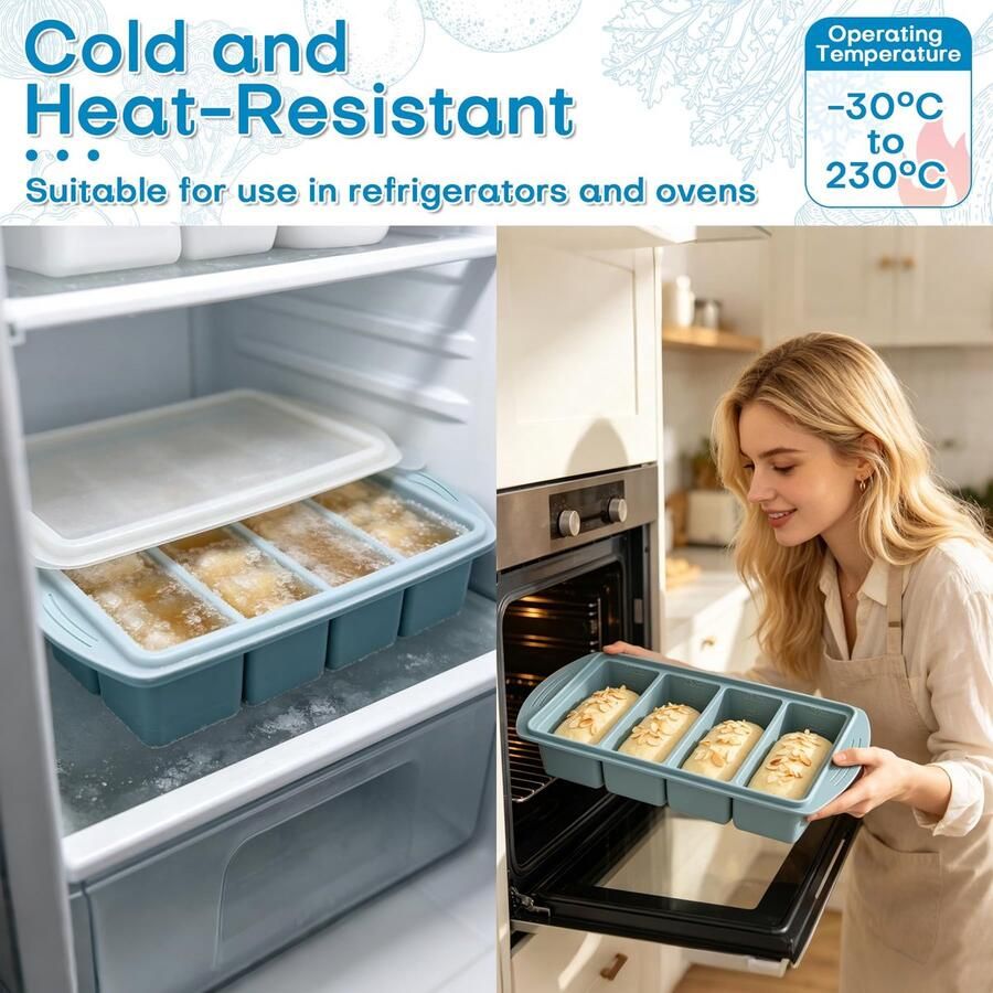 Set van 2 siliconen vriesvormen met deksel vriesbakje 250 ml portievorm voor soep en bouillon BPA-vrij stapelbaar met versterkt roestvrijstalen frame voor meal prep en vriezer