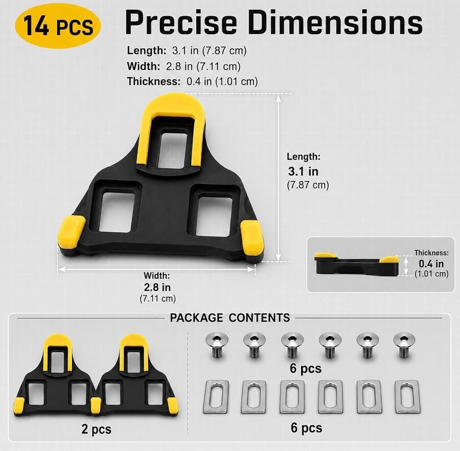 Set van 2 SPD-SL Crampons Geschikt voor Shi o SM-SH10 11 12 Pedalen Wedges voor Racefietsen Accessoires voor Fietsschoenen en Indoor Training Verbeter Grip en Stabiliteit