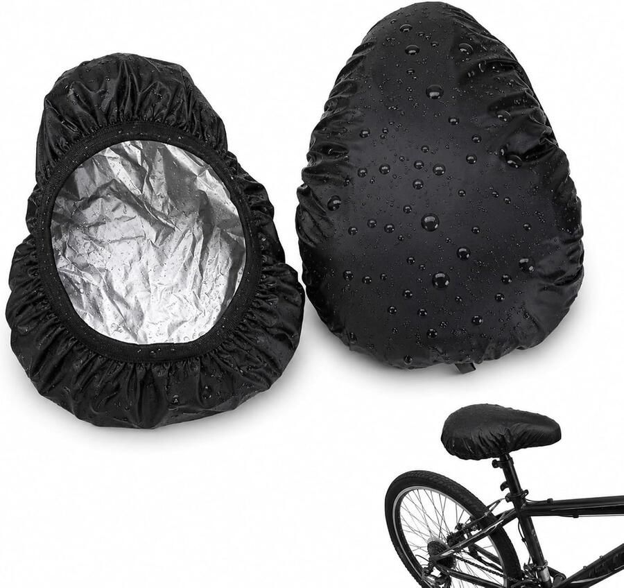 Set van 2 waterdichte fietszadelhoezen elastisch regenbescherming universeel voor de meeste fietszadels