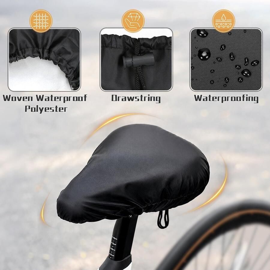 Set van 2 waterdichte fietszadelhoezen universele maat regenhoes fietszadelhoes met elastiek bergstad regenhoes