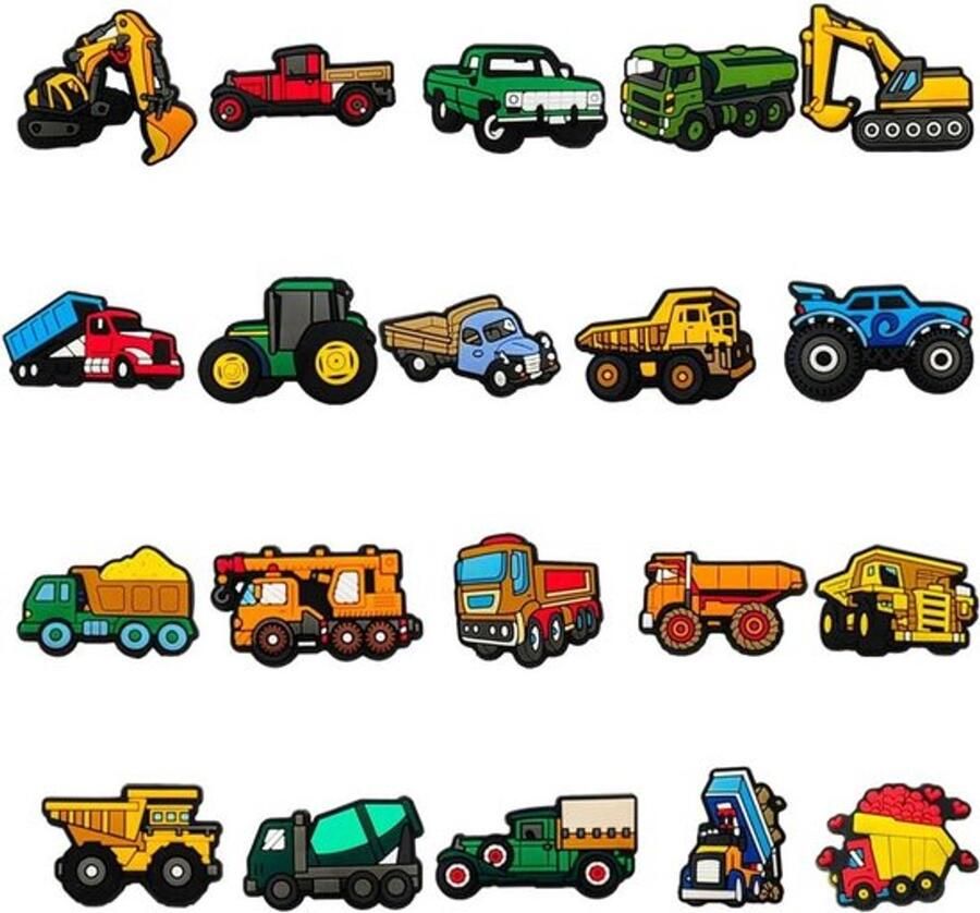 Set van 20 kinderschoen decoraties met vrachtwagen en auto thema PVC accessoires voor en tieners Schoenorna ten met naalden Leuke decoratie