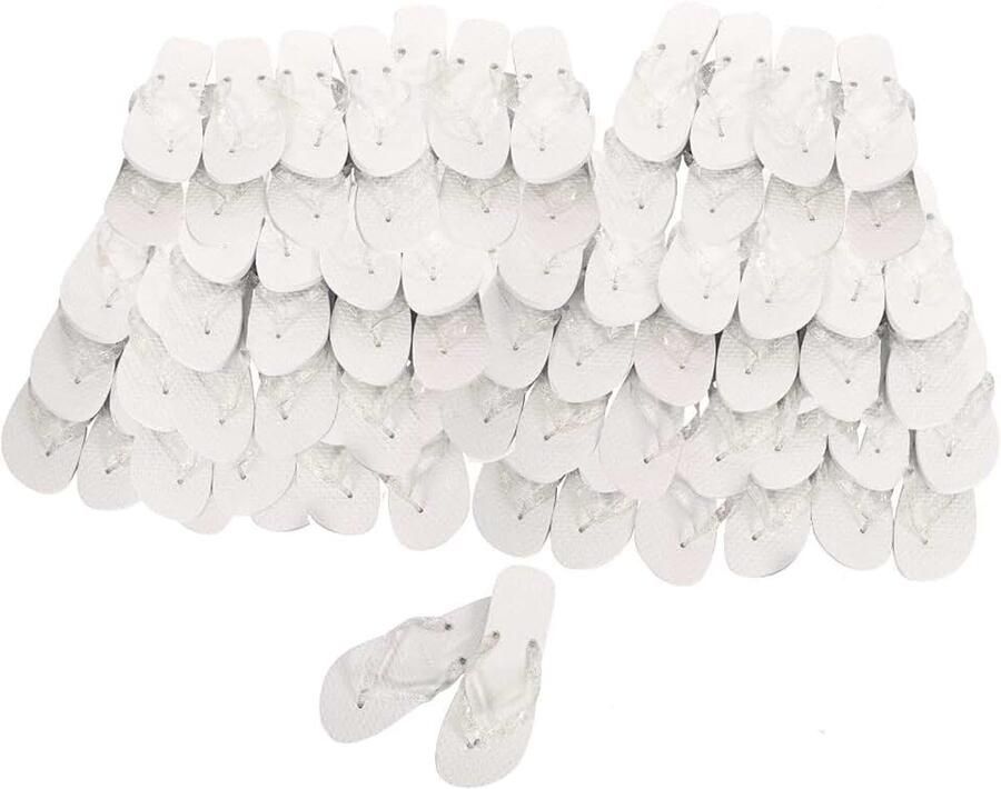Set van 20 witte flip-flops bevat 10 maten M (37-39) en 10 maten L (42-44) voor bruiloften en evenementen