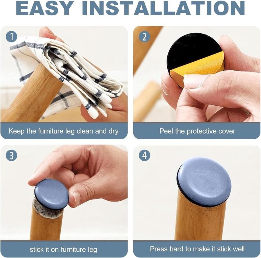 Set van 24 stuks ronde PTFE teflon zelfklevende meubelpads voor moeiteloos verplaatsen op gladde vloeren en tapijten diameter mm