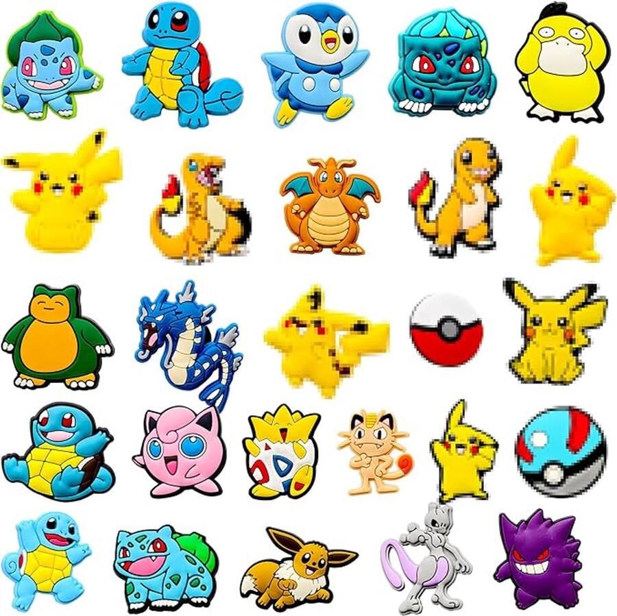 Set van 26 Schoenbedels PVC Clog Charms Cartoon & Anime Afneembare Schoendecoratie
