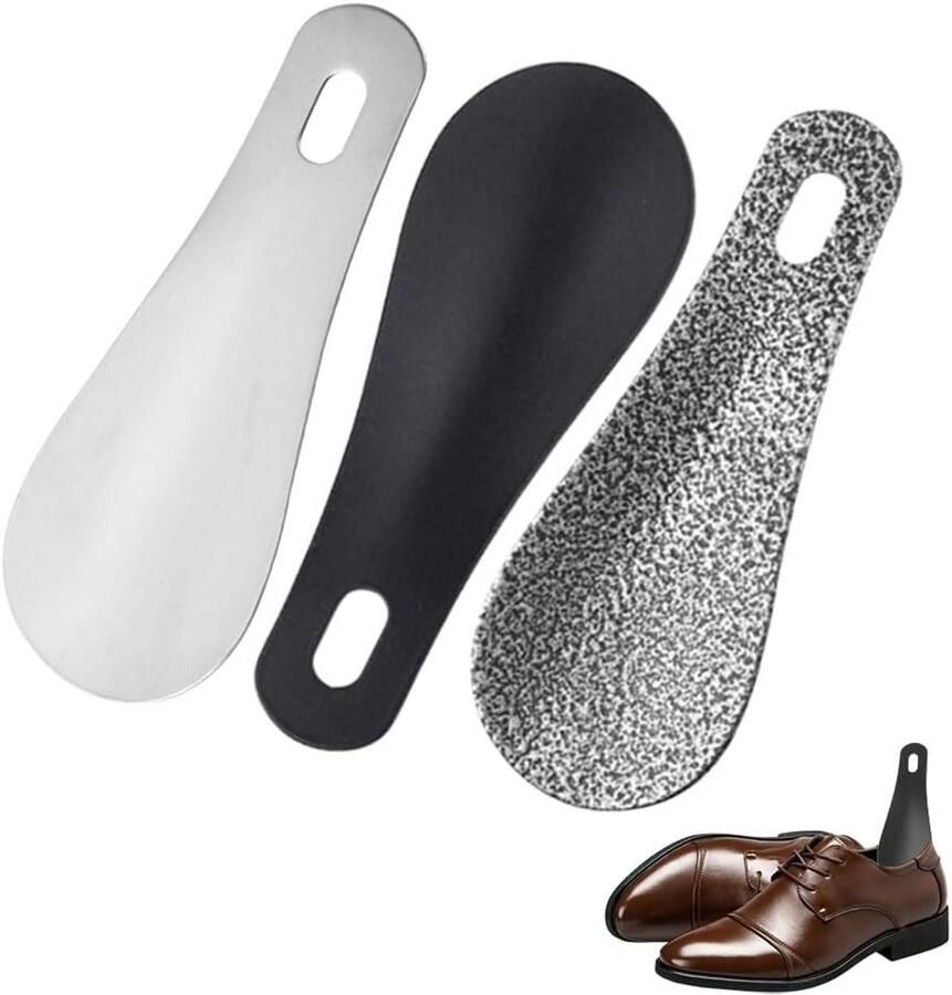 Set van 3 Kleine Schoenlepels RVS Kort Schoenhoorn voor en Ouderen