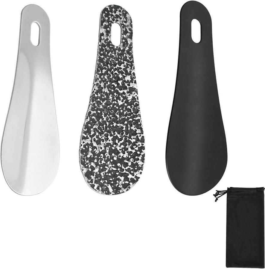 Set van 3 Metalen Schoenlepels Kort & Handig voor nen en Kinderen