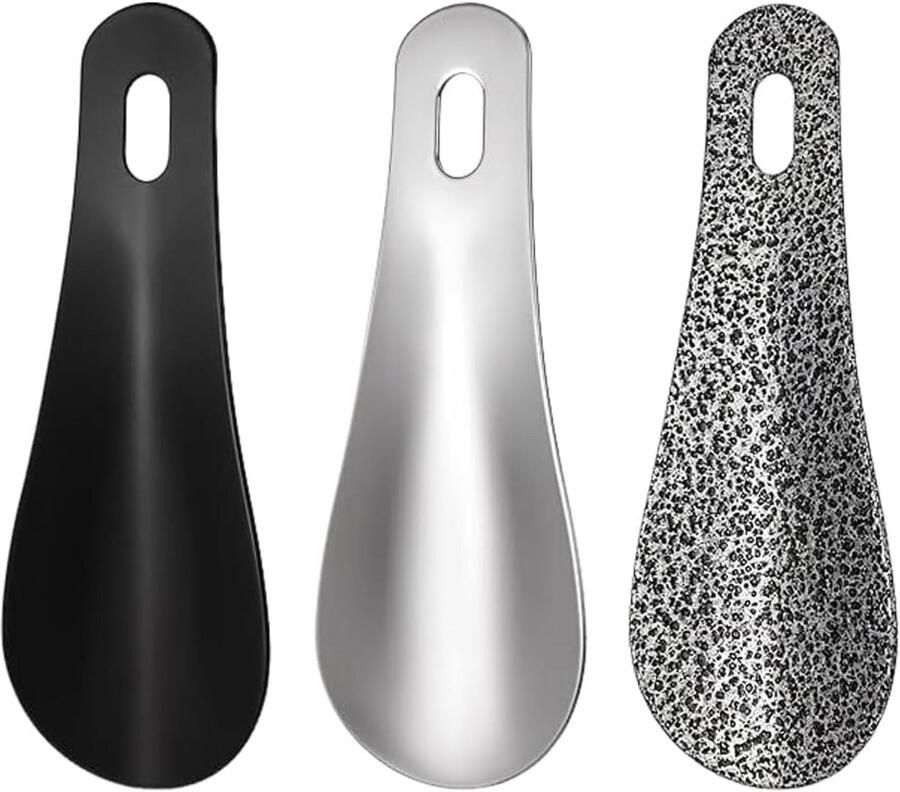 Set van 3 Mini Schoenlepels Kort Metaal Roestvrij Staal Ideaal voor Reizen en Dagelijks Gebruik