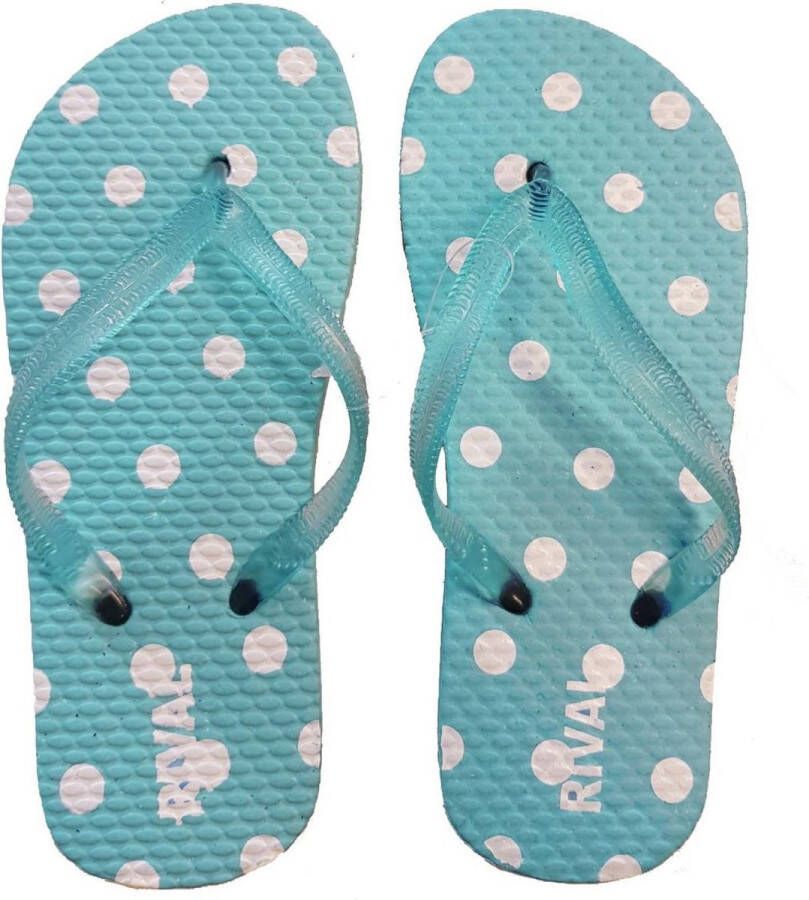 Merkloos Sans marque set van 3 paar kinderslippers meisjes roze lichtblauw donkerblauw stippen - Foto 2