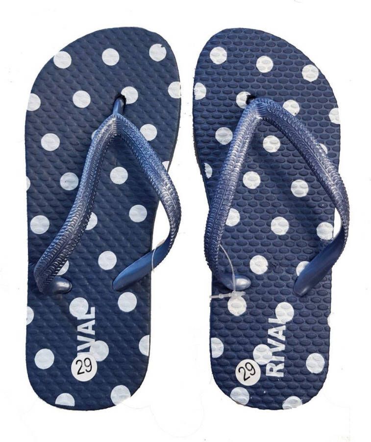 Merkloos Sans marque set van 3 paar kinderslippers meisjes roze lichtblauw donkerblauw stippen - Foto 3