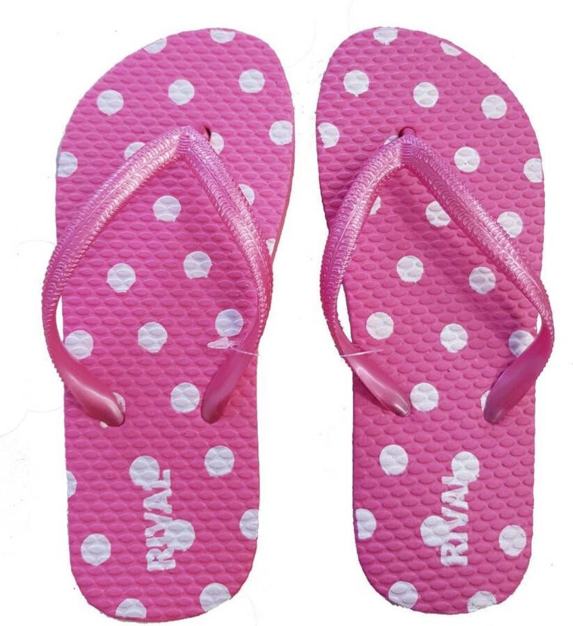 Merkloos Sans marque set van 3 paar kinderslippers meisjes roze lichtblauw donkerblauw stippen