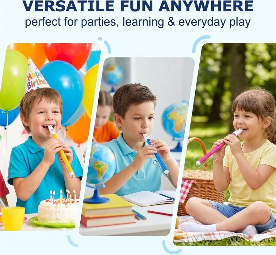 Set van 3 schuiffluiten voor kinderen schuiffluitje educatief