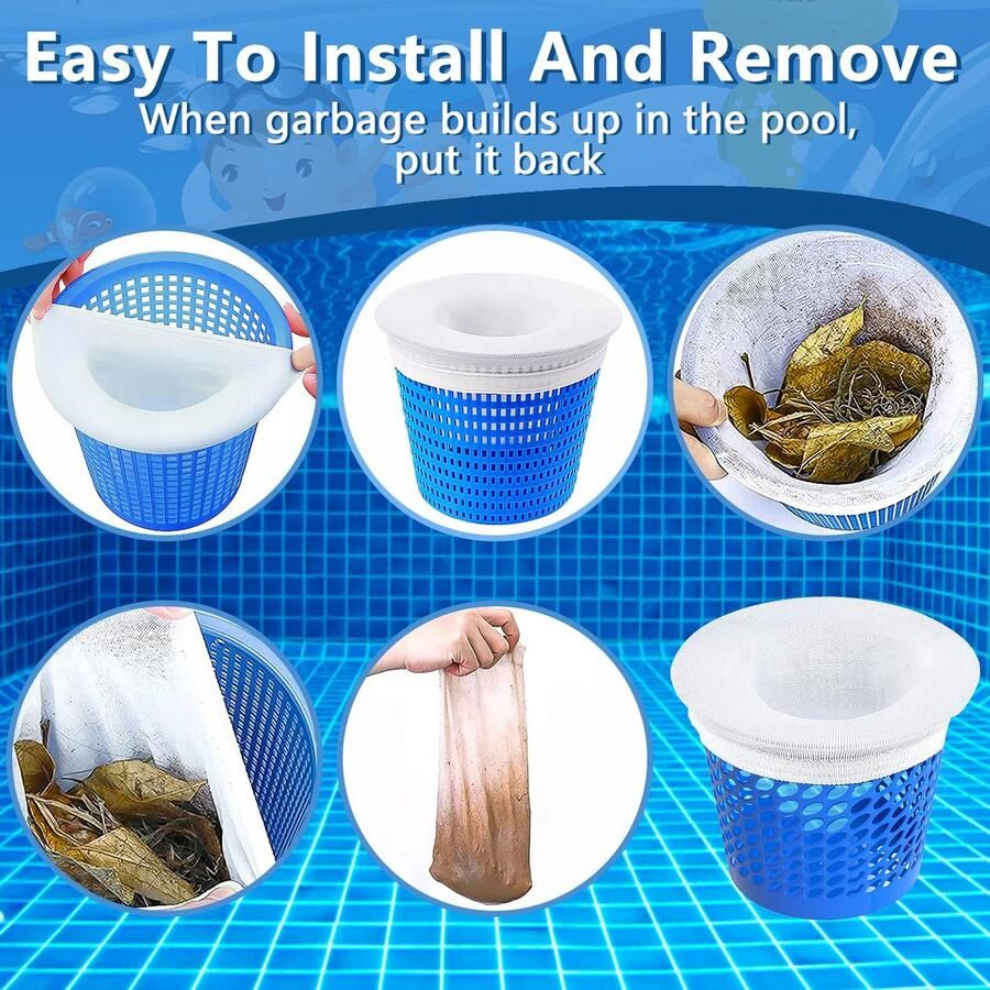 Set van 30 zwembad-skimmer-sokken skimmermand skimmernet voor zwembad mand skimmer filter zeefnet zwembadskimmer-sokken ter bescherming van je filters voor kleine deeltjes