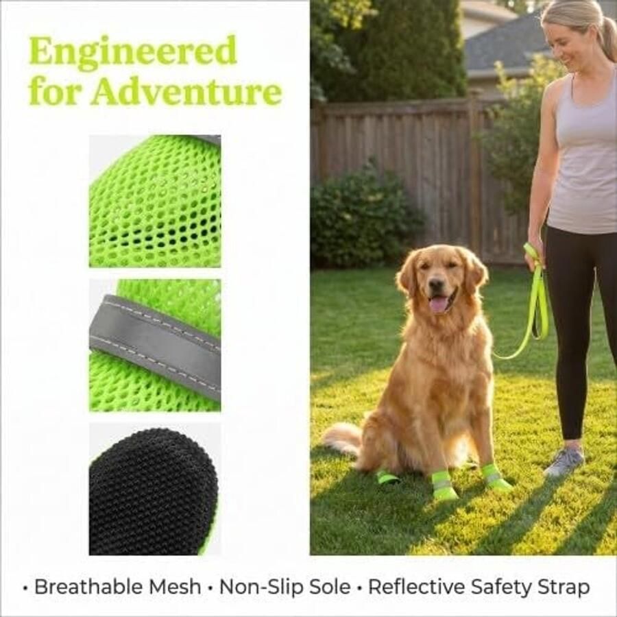 Set van 4 Ade d Mesh Hondenschoenen Verstelbare Antislip Zomerlaarzen voor Pootbescherming en Comfort voor Honden