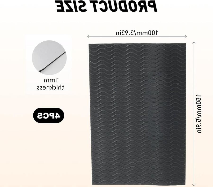 Set van 4 antislip schoenzoolbeschermers zachte rubberen protectoren voor geluidsreductie en zelfklevend gebruik ideaal voor schoenen en slippers