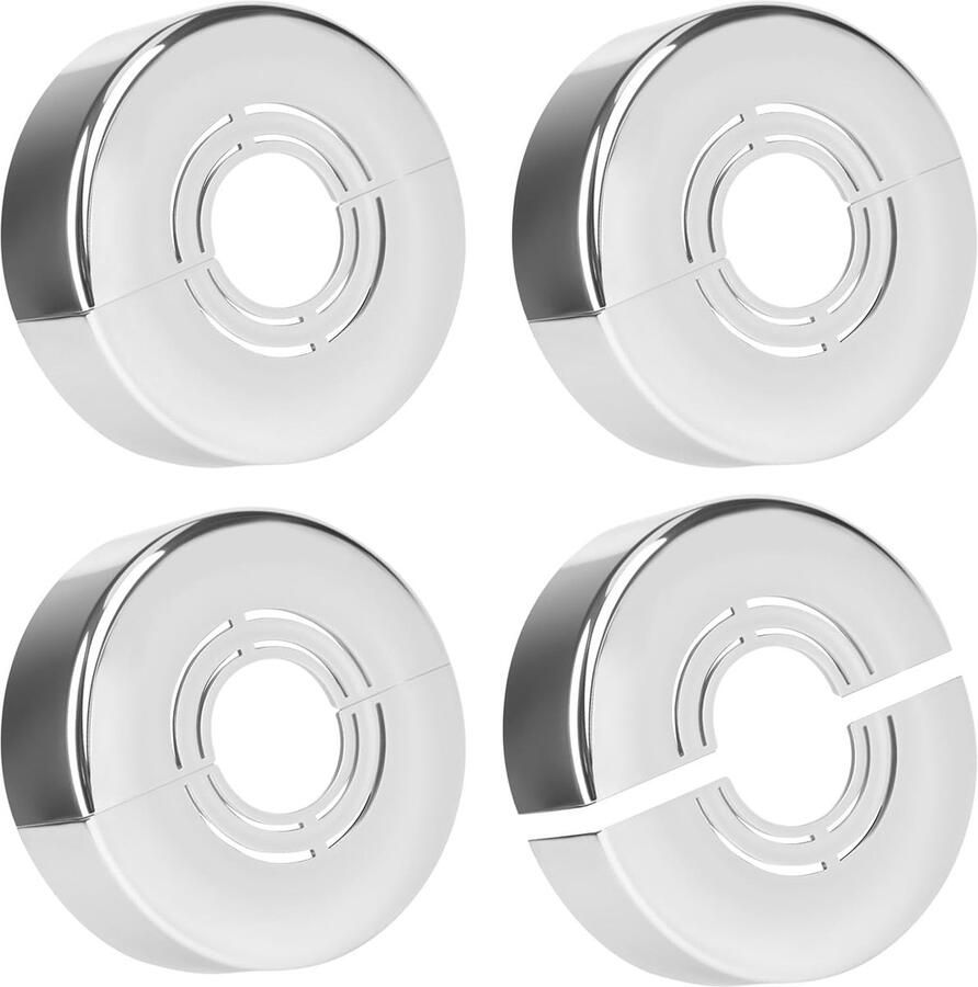 Set van 4 buisrozetten afdekrozetten voor kranen kraanrozetten afdekrozetten roestvrij staal (21 mm)