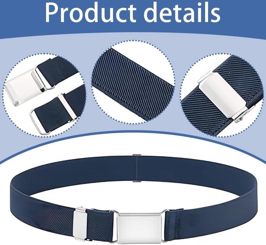Set van 4 elastische kinderrie zonder gesp in zwart wit grijs en donkerblauw Stretchy taillebanden voor en ideaal voor school dagelijks gebruik en feestelijke gelegenheden
