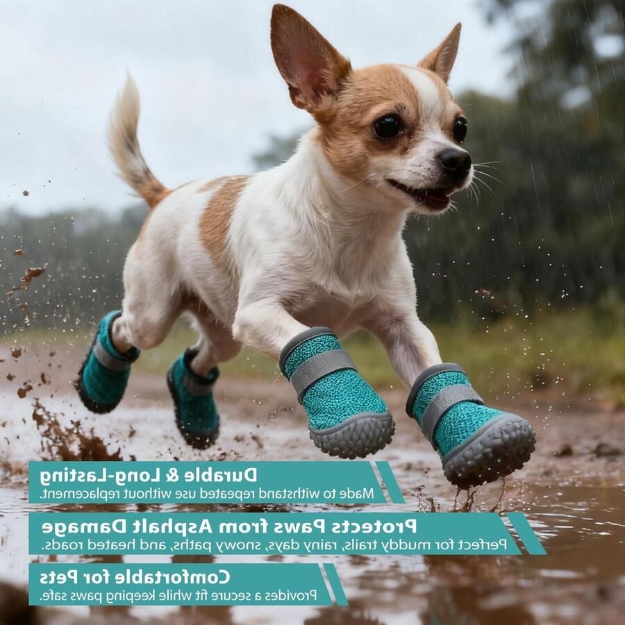 Set van 4 Hondenlaarzen Ade d en Antivries Verstelbare en Antislip Bescherming voor Kleine en Middelgrote Honden