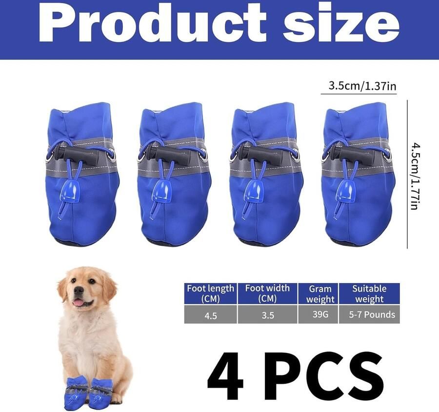 Set van 4 Hondenlaarzen voor Pootbescherming Zomer Pootbescherming voor Honden Waterdicht en Antislip