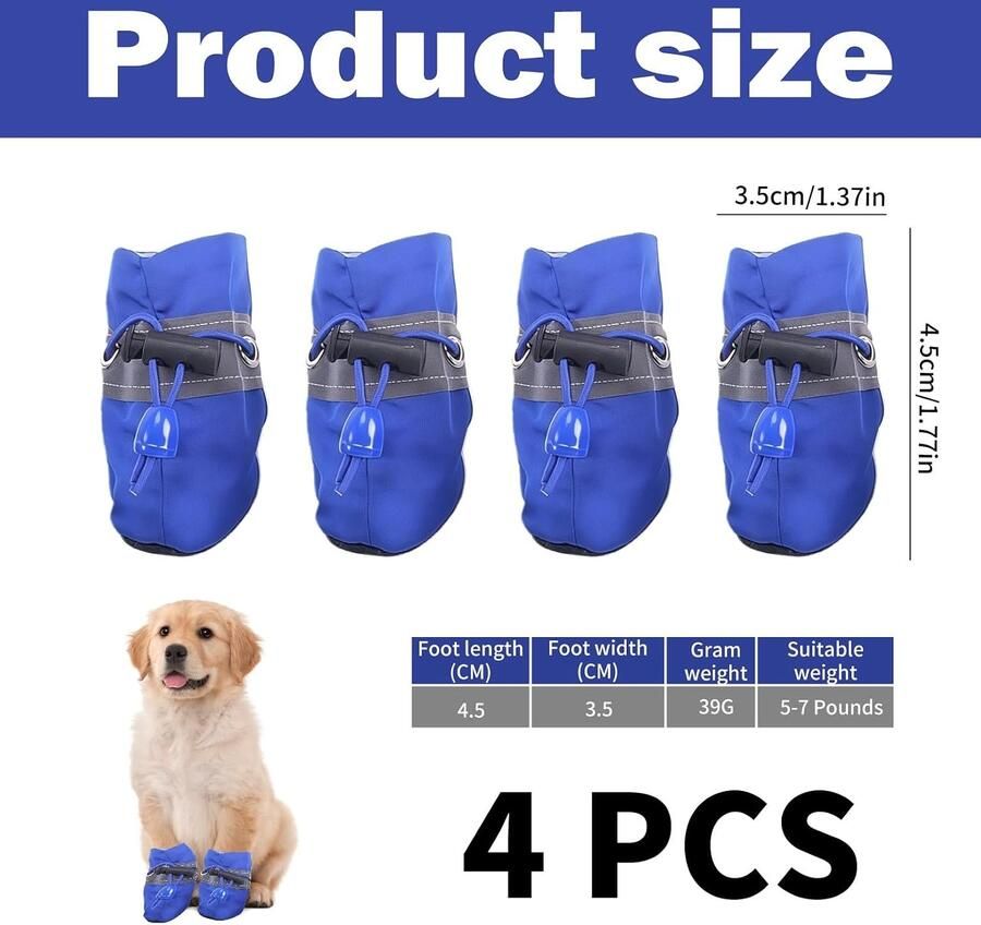 Set van 4 Hondenlaarzen voor Pootbescherming Zomer Hondenboots voor Comfort en Bescherming