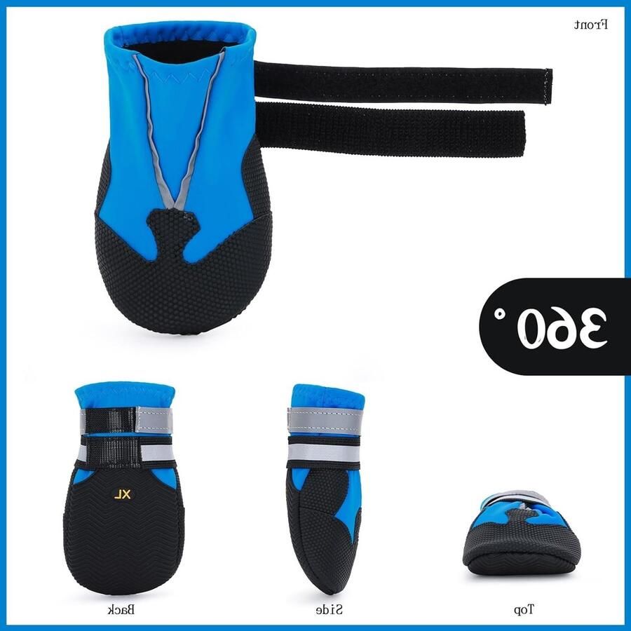 Set van 4 hondenlaarzen waterdicht en geïsoleerd voor herfst winter antislip zool met reflecterende banden geschikt voor kleine middelgrote en grote honden
