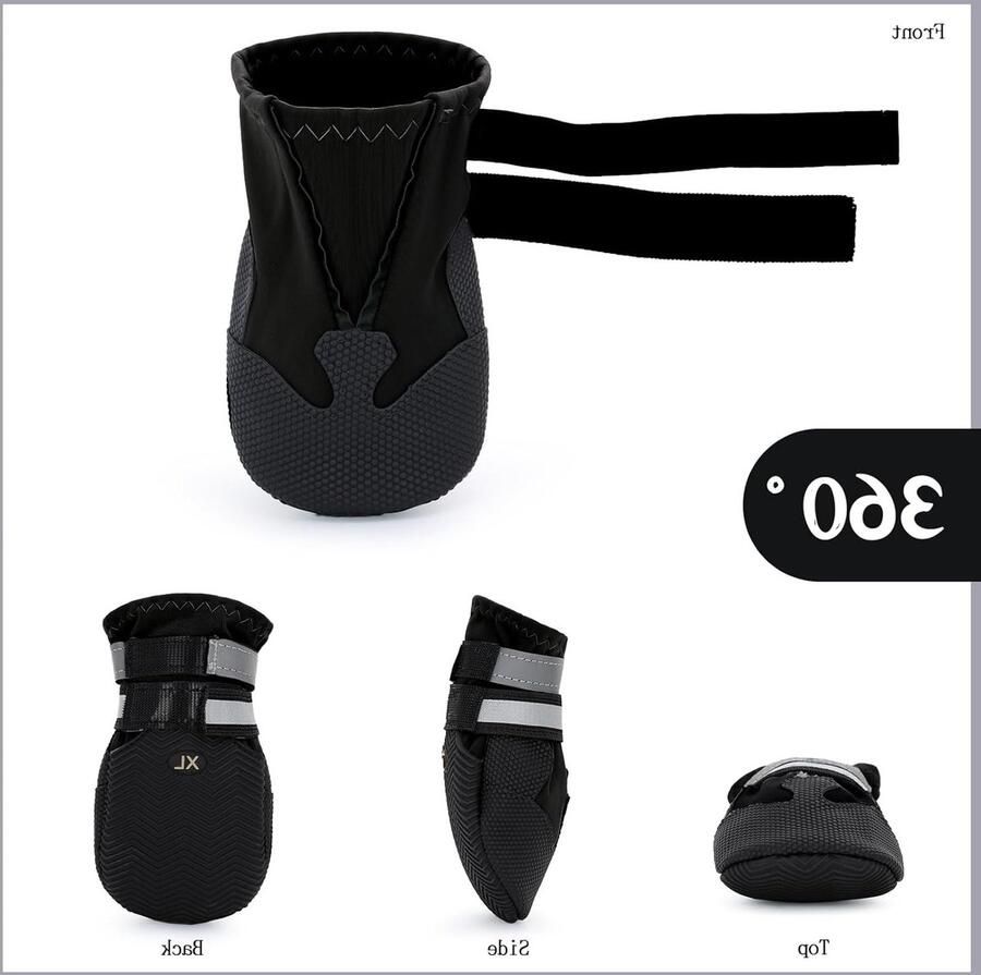 Set van 4 hondenlaarzen waterdicht en geïsoleerd voor herfst winter antislip zool met reflecterende banden geschikt voor kleine middelgrote en grote honden