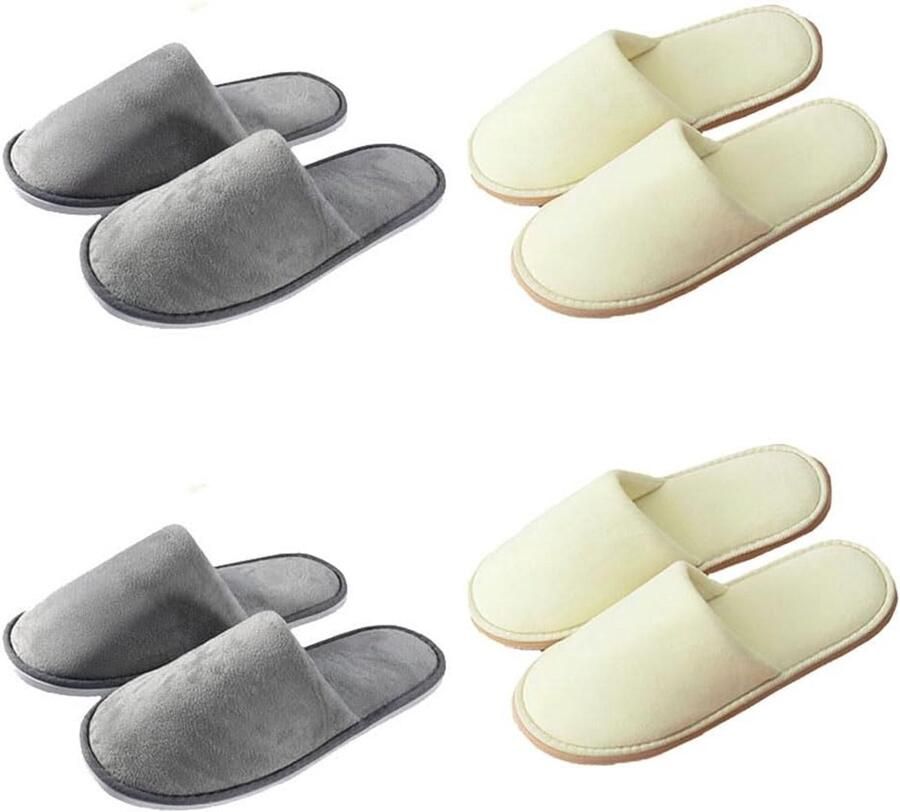 Set van 4 of 6 Wastafel Pantoffels voor Gasten Wasbaar Vilt Slipper Unisex