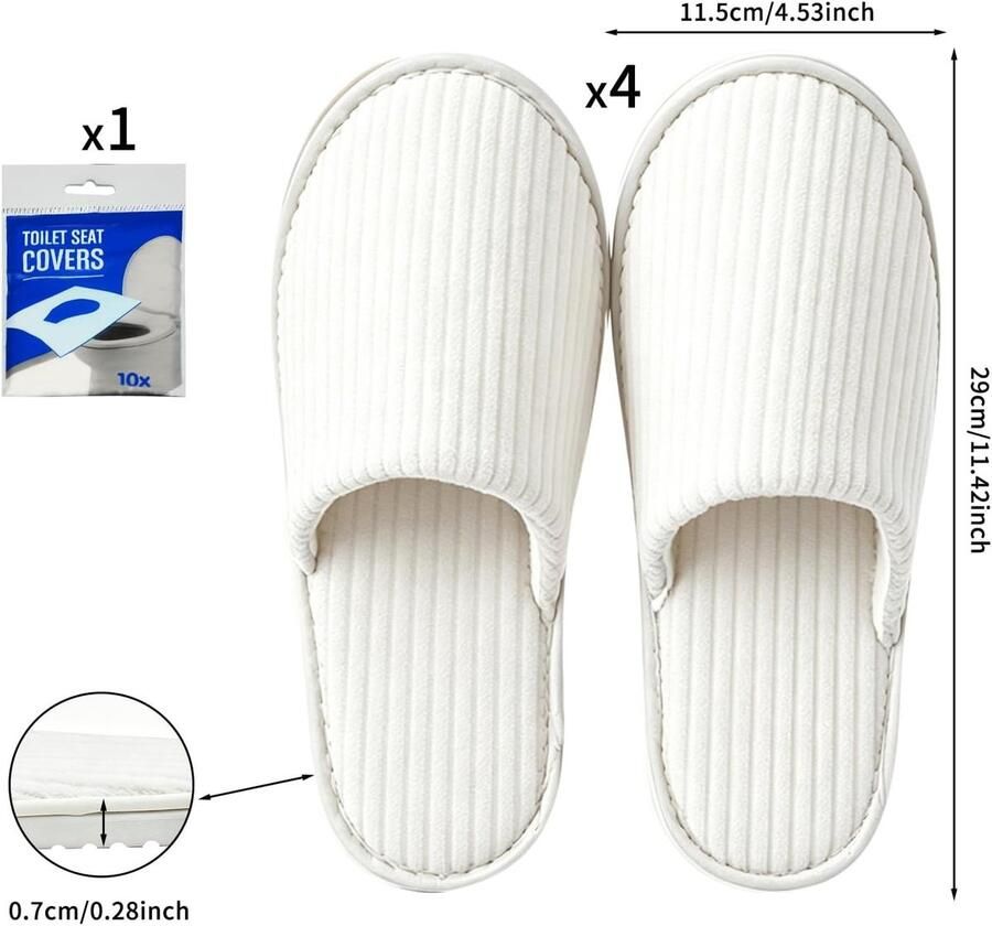 Set van 4 paar comfortabele gastenpantoffels voor bezoekers Eenmalig gebruik universele maat ideaal voor hotels evene ten en huisfeesten