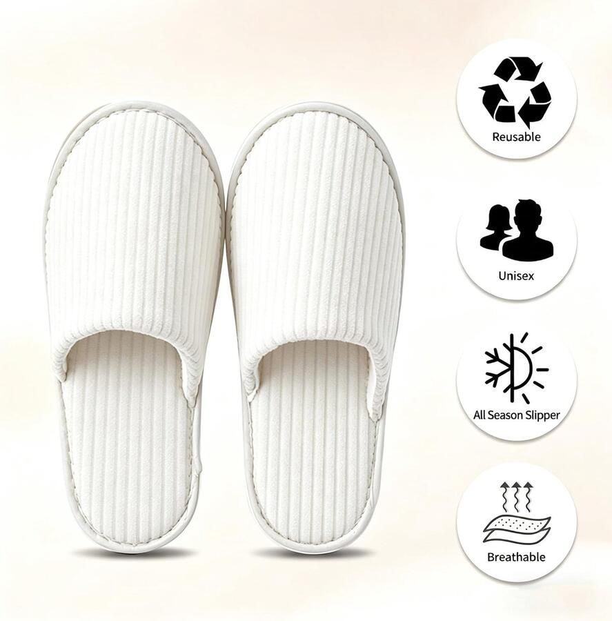 Set van 4 paar gastenpantoffels pantoffels voor gasten bezoekersslippers eenmalig gebruik universele maat ShopVlot