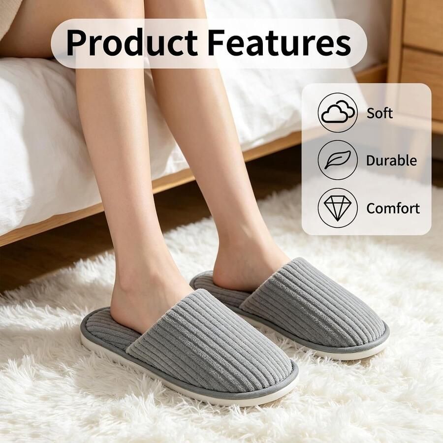Set van 4 paar gastenpantoffels pantoffels voor gasten bezoekersslippers wegwerp universele maat hotelslippers voor reizen hotels gasten housewarmingsfeesten binnen (2 grijs +