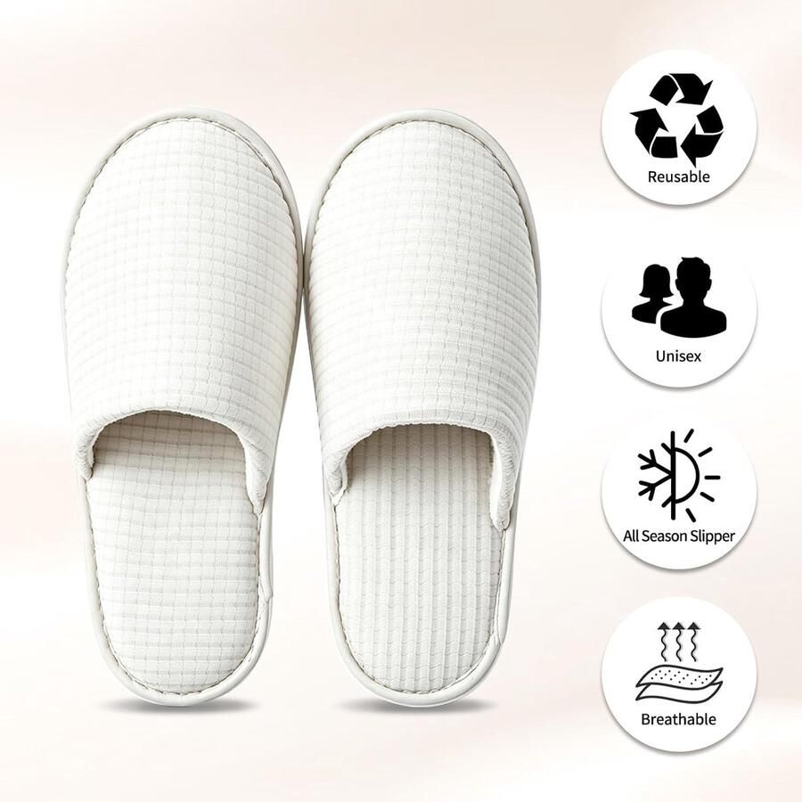 Set van 4 paar gastpantoffels in wit pantoffels voor gasten bezoekersslippers hotelslippers x