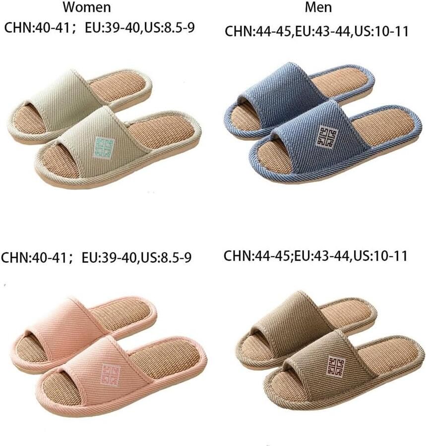 Set van 4 Paar Pantoffels Gastenpantoffels Antislip Kwaliteit Uniseks Wasbaar Winter Slippers Damesschoenen Linnen en stoffen Pantoffels