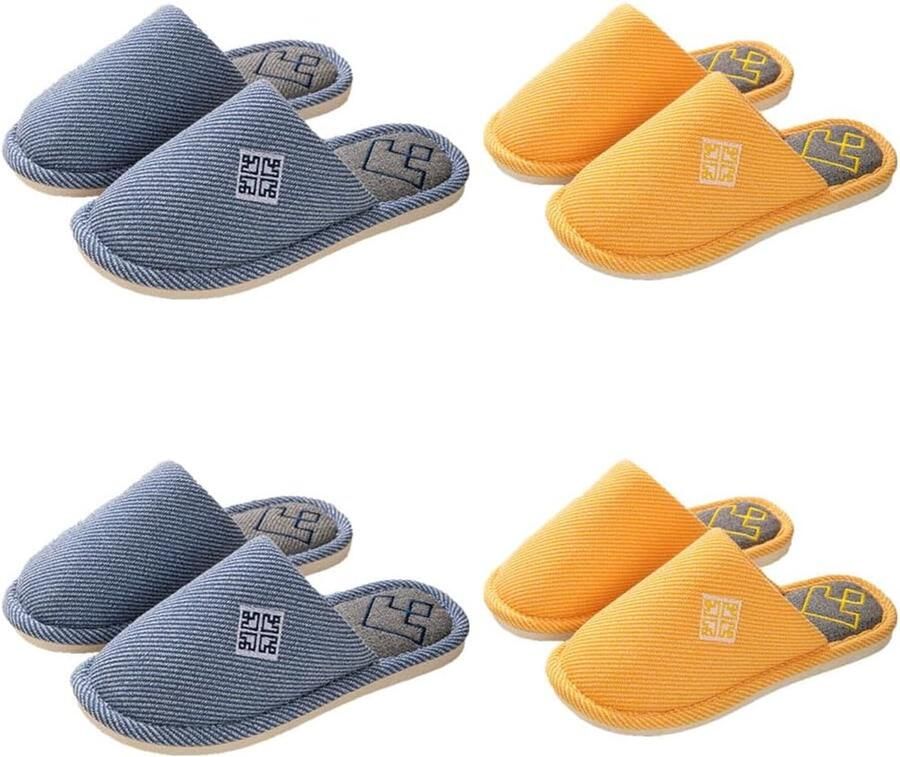 Set van 4 Paar Pantoffels Gastenpantoffels Antislip Kwaliteit Uniseks Wasbaar Winter Slippers Damesschoenen Linnen en stoffen Pantoffels