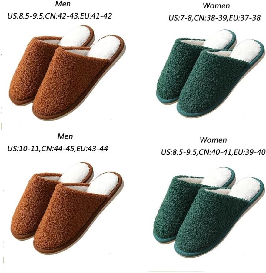 Set van 4 Paar Pantoffels Gastenpantoffels Antislip Wasbaar Winter Warm Pluche Uniseks Slippers Damesschoenen Pantoffels Binnenpantoffels