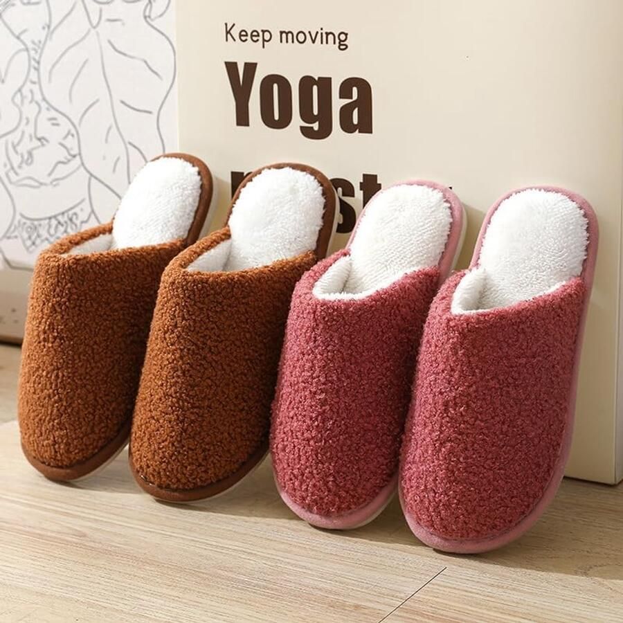 Set van 4 Paar Pantoffels Gastenpantoffels Antislip Wasbaar Winter Warm Pluche Uniseks Slippers Damesschoenen Pantoffels Binnenpantoffels