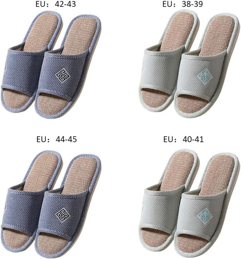 Set van 4 Paar Pantoffels Linnen en Stoffen