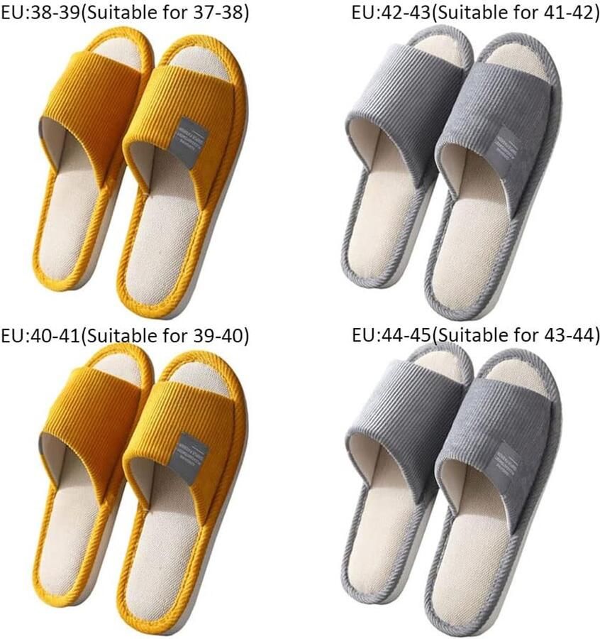 Set van 4 Paar Pantoffels Wasbaar Slippers Slip-on Gastenpantoffels House Dames Slipper Indoor Pantoffels