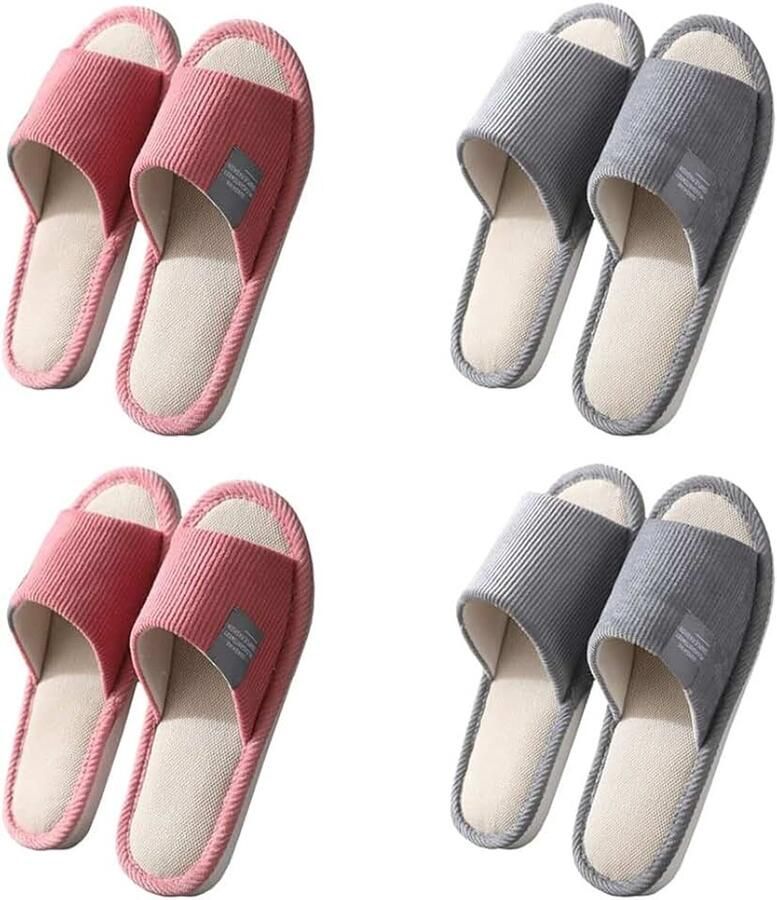 Set van 4 Paar Pantoffels Wasbaar Slippers Slip-on Gastenpantoffels House Dames Slipper Indoor Pantoffels