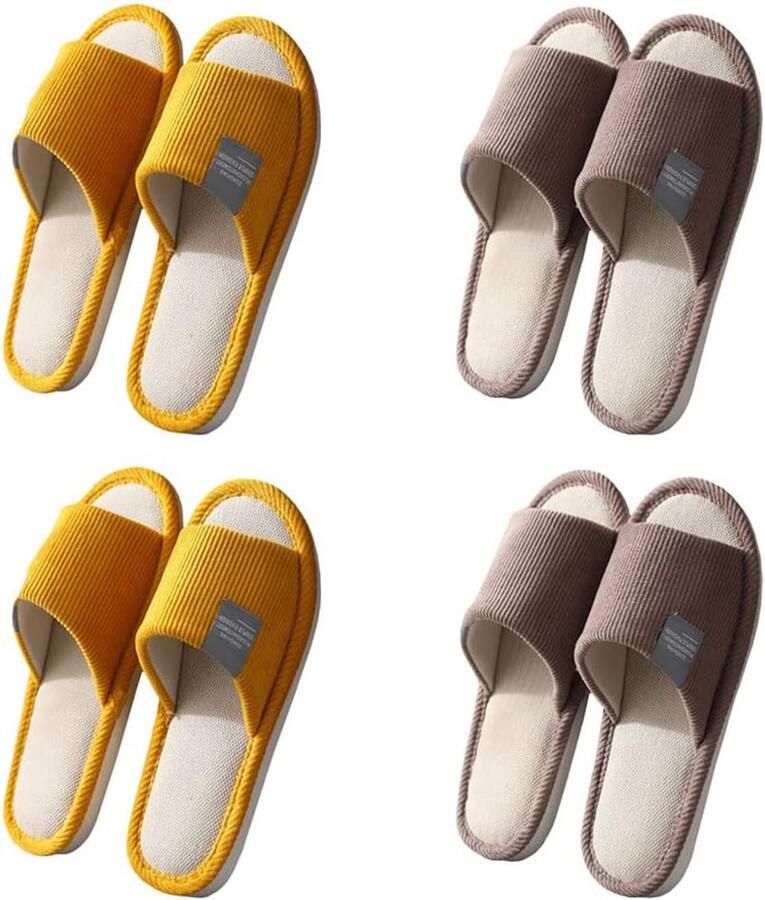Set van 4 Paar Pantoffels Wasbaar Slippers Slip-on Gastenpantoffels House Dames Slipper Indoor Pantoffels