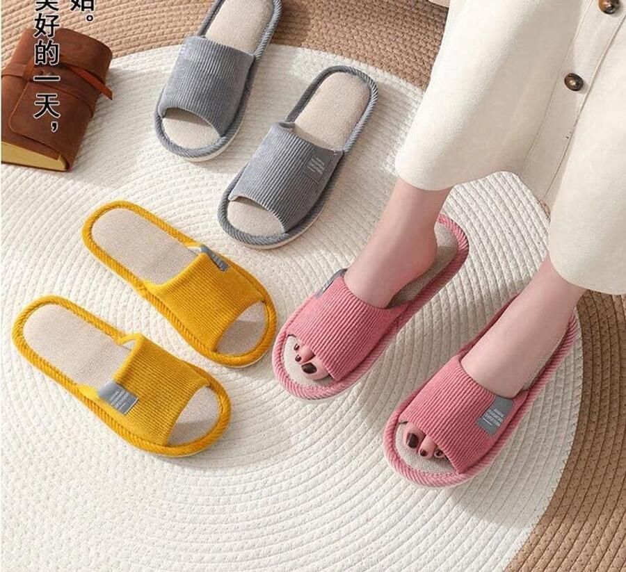 Set van 4 Paar Pantoffels Wasbaar Slippers Slip-on Gastenpantoffels House Dames Slipper Indoor