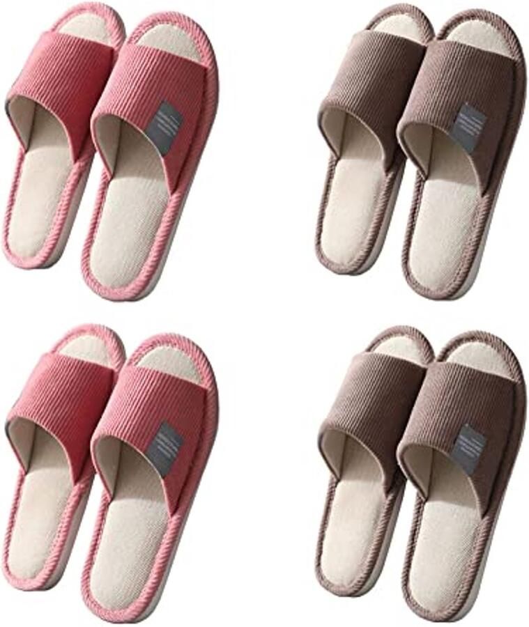 Set van 4 Paar Wasbare Slip-on Pantoffels voor Thuis en Gasten
