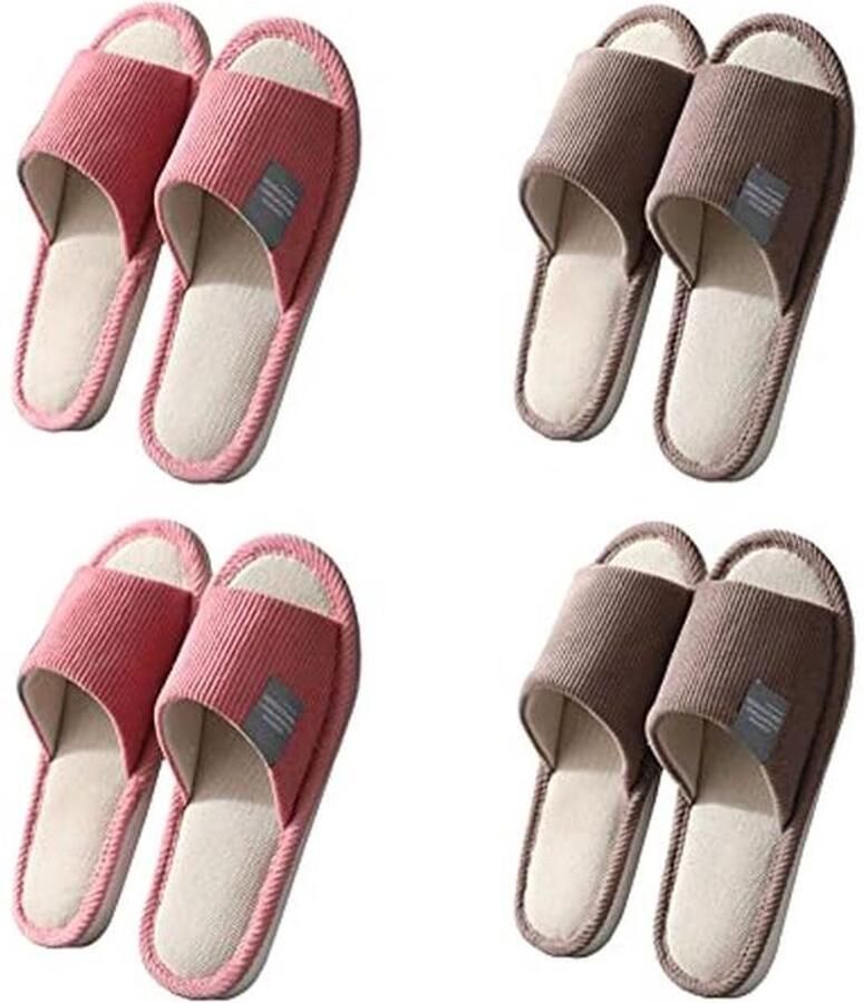 Set van 4 Paar Wasbare Slip-on Pantoffels voor Thuis en Gasten