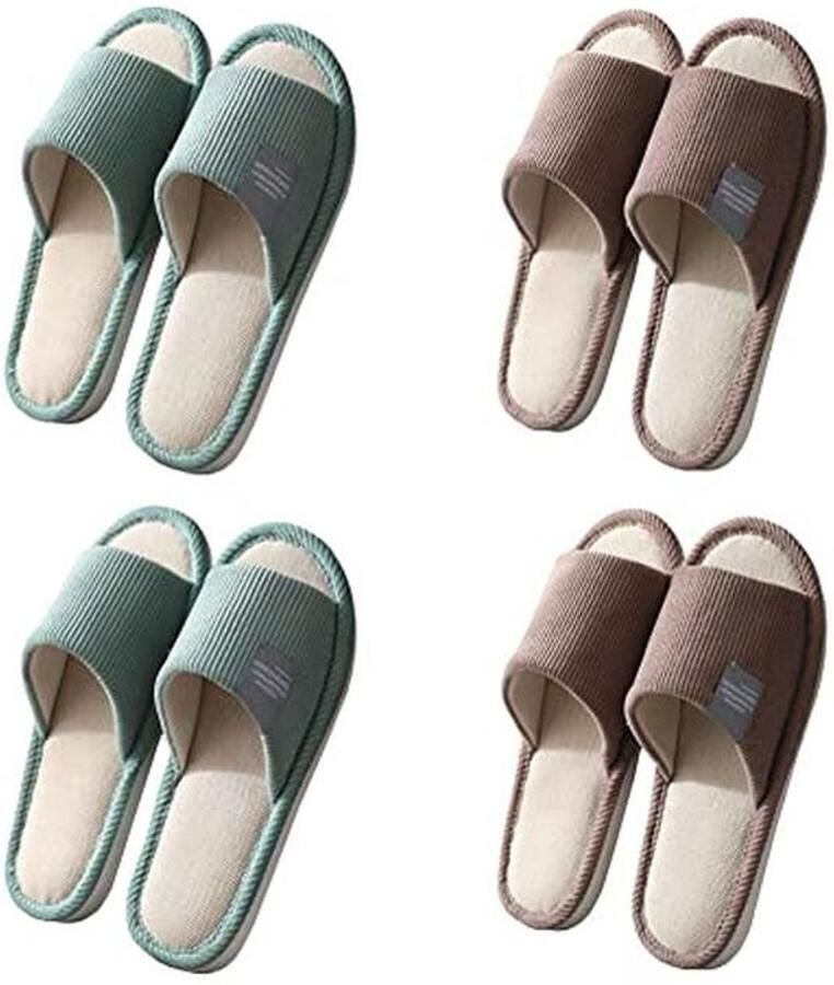Set van 4 Pairs Dames Slippers Wasbare Gasten Slippers voor Thuis en Spa