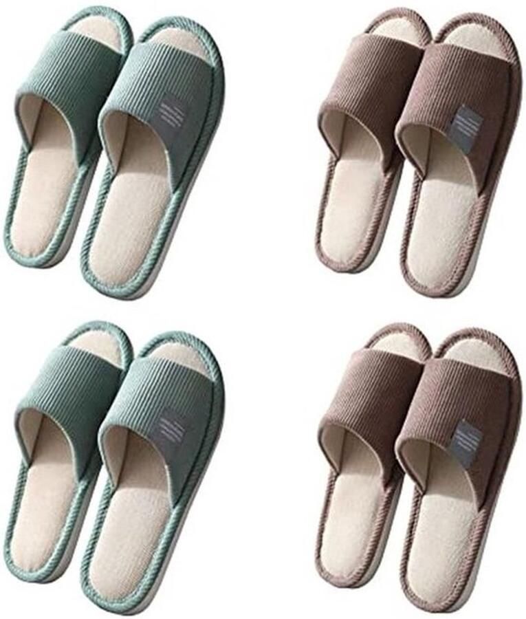 Set van 4 Pairs Dames Slippers Wasbare Gasten Slippers voor Thuis en Spa