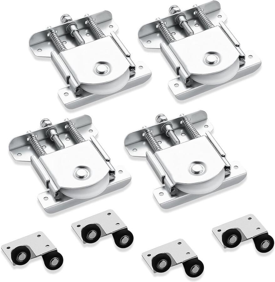 Set van 4 verzinkte wielen met dubbele veer geruisloze wielen voor schuifdeuren en rails draagvermogen 80 kg