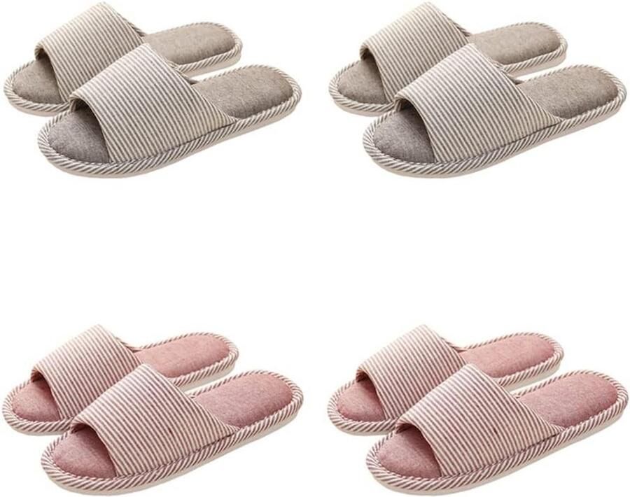 Set van 4 Wastbare Instapslippers met Traagschuim voor en