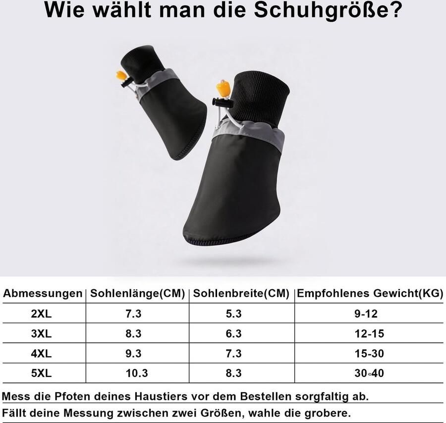 Set van 4 Waterdichte Hondenlaarzen Winterboots voor Pootbescherming Antislip Geschikt voor Alle Seizoenen Voor Honden van 30-40 kg Zwart-Rood