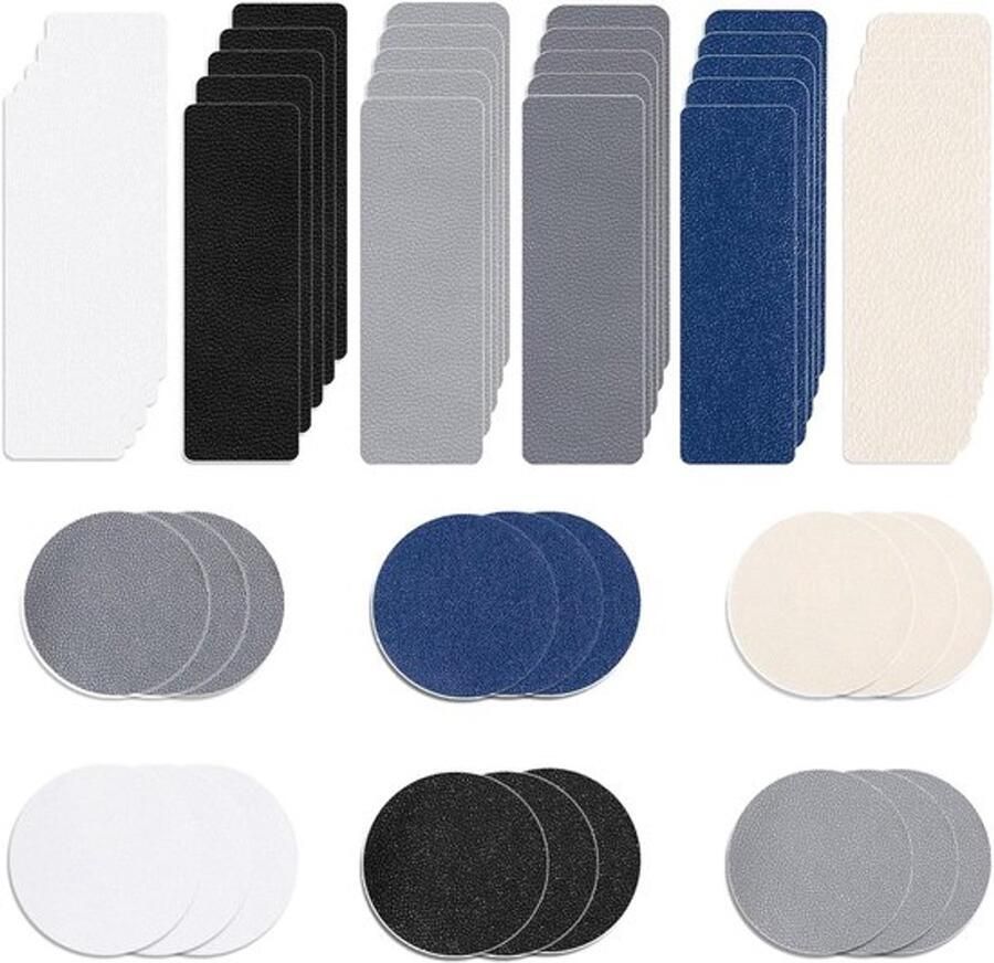 Set van 48 Zelfklevende Herstelpatches voor Sneakers Leren Schoenen en Hakken Rond en Rechthoekig voor Eenvoudige Reparaties