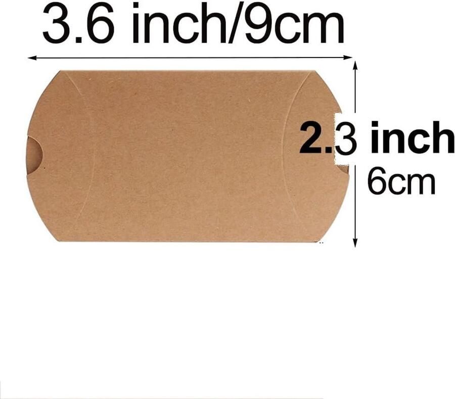 Set van 50 D-vormige dozen natuurlijk kussen van kraftpapier vintage stijl voor bruiloftssnoepjes