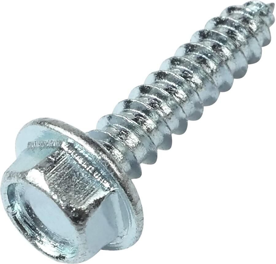 Set van 50 plaatschroeven voor zelftappende metalen Ø 3 5 x 16 mm met flens basis zeskantige zeskantkop DIN6928 van verzinkt staal kleur zilver